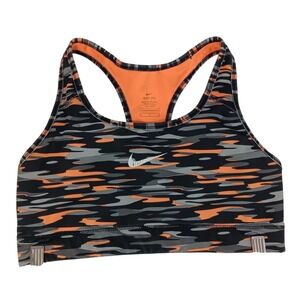 Nike Black Orange Camo Dri-FIT Bra M  Racerback Medium Support Gym Running‎ Tank